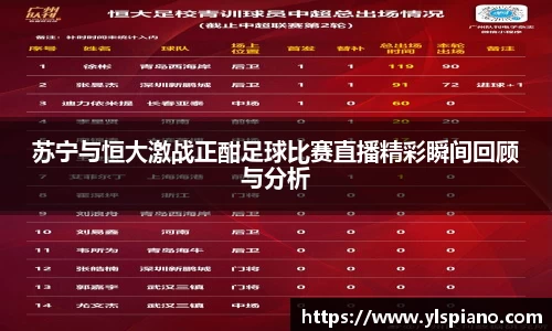苏宁与恒大激战正酣足球比赛直播精彩瞬间回顾与分析